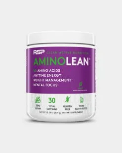 RSP Nutrition AminoLean Amino Acids -Fitness Equipment Sales Amino Lean Grape 30 Serv Florida Supplement Front High Res V4 grey