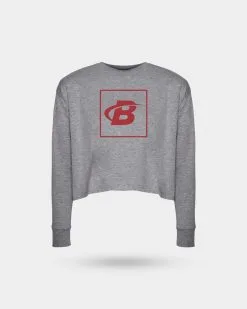 Bodybuilding.com Clothing Bodybuilding.com Long-Sleeved B-Fit Crop Top -Fitness Equipment Sales BBCOM6280053 grey