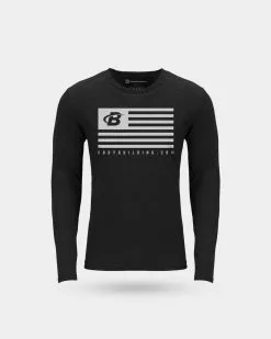 Bodybuilding.com Clothing Bodybuilding.com B-Fit Flag Long-Sleeved Tee -Fitness Equipment Sales BBCOM6280071 grey