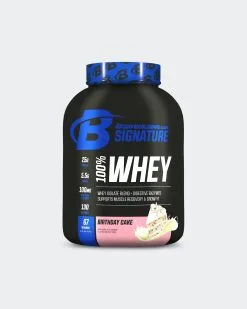 Bodybuilding.com Signature 100% Whey Protein Powder -Fitness Equipment Sales BBCOM NEW Signature Whey Birthday Cake 5LB grey