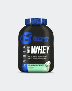 Bodybuilding.com Signature 100% Whey Protein Powder -Fitness Equipment Sales BBCOM NEW Signature Whey Mint ChocChip IceCream 5LB 1123 grey