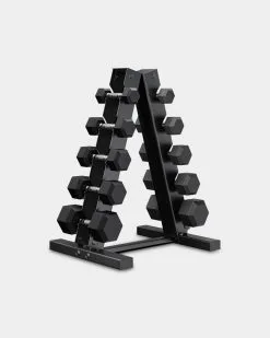 Epic Fitness 150-Pound Dumbbell Set With A-Frame Rack