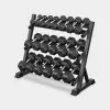 Epic Fitness Complete 5-50LB 10 Pair Dumbbell Set With 3-Tier Horizontal Dumbbell Rack 2 Epic Fitness Complete 5-50LB 10 Pair Dumbbell Set With 3-Tier Horizontal Dumbbell Rack -Fitness Equipment Sales Epic 3 Tier Horz Rack main grey grey