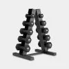Epic Fitness Epic Fitness 150-Pound Neoprene Hex Dumbbell Set With Heavy Duty A-Frame Rack -Fitness Equipment Sales Epic Neo SETand RACK 2 grey