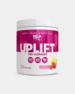 NLA For Her Uplift Pre-Workout -Fitness Equipment Sales NLA Uplift Raspberry Lemondade Rendering Front grey