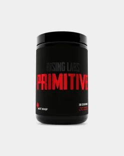 Rising Labs Primitive Stim-Free Pre-Workout -Fitness Equipment Sales Primitive Wolf Blood Front 21 10 21 grey
