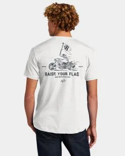 Bodybuilding.com Clothing Raise Your Flag Tee -Fitness Equipment Sales Raise Your Flag model 1 White Back grey