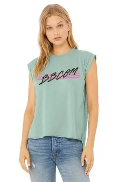 Bodybuilding.com Clothing Women's BBcom Retro Muscle Tank -Fitness Equipment Sales Retro Womens Flowy Muscle Tee 7221