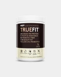 RSP Nutrition TrueFit Grass-Fed Protein -Fitness Equipment Sales True Fit Grass Fed Chocolate 12 Serv Milk Specialties Front High Res V1 grey