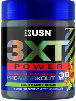 USN 3XT Power Pre Workout 9 USN 3XT Power Pre Workout -Fitness Equipment Sales U3 XTPower 300g Sour Candy 8 4 21
