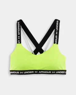 Under Armour Crossback Low Sports Bra -Fitness Equipment Sales Under Armour UA Crossback Low High Vis Yellow 1 grey