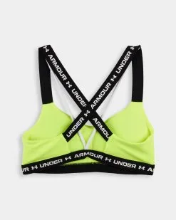 Under Armour Crossback Low Sports Bra -Fitness Equipment Sales Under Armour UA Crossback Low High Vis Yellow 2 grey