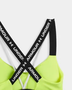 Under Armour Crossback Low Sports Bra -Fitness Equipment Sales Under Armour UA Crossback Low High Vis Yellow 3 grey