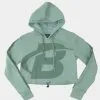 Bodybuilding.com Clothing Women's Cropped Hoodie 2 Bodybuilding.com Clothing Women's Cropped Hoodie -Fitness Equipment Sales Womens cropped hoodie sage NEW FRONT grey